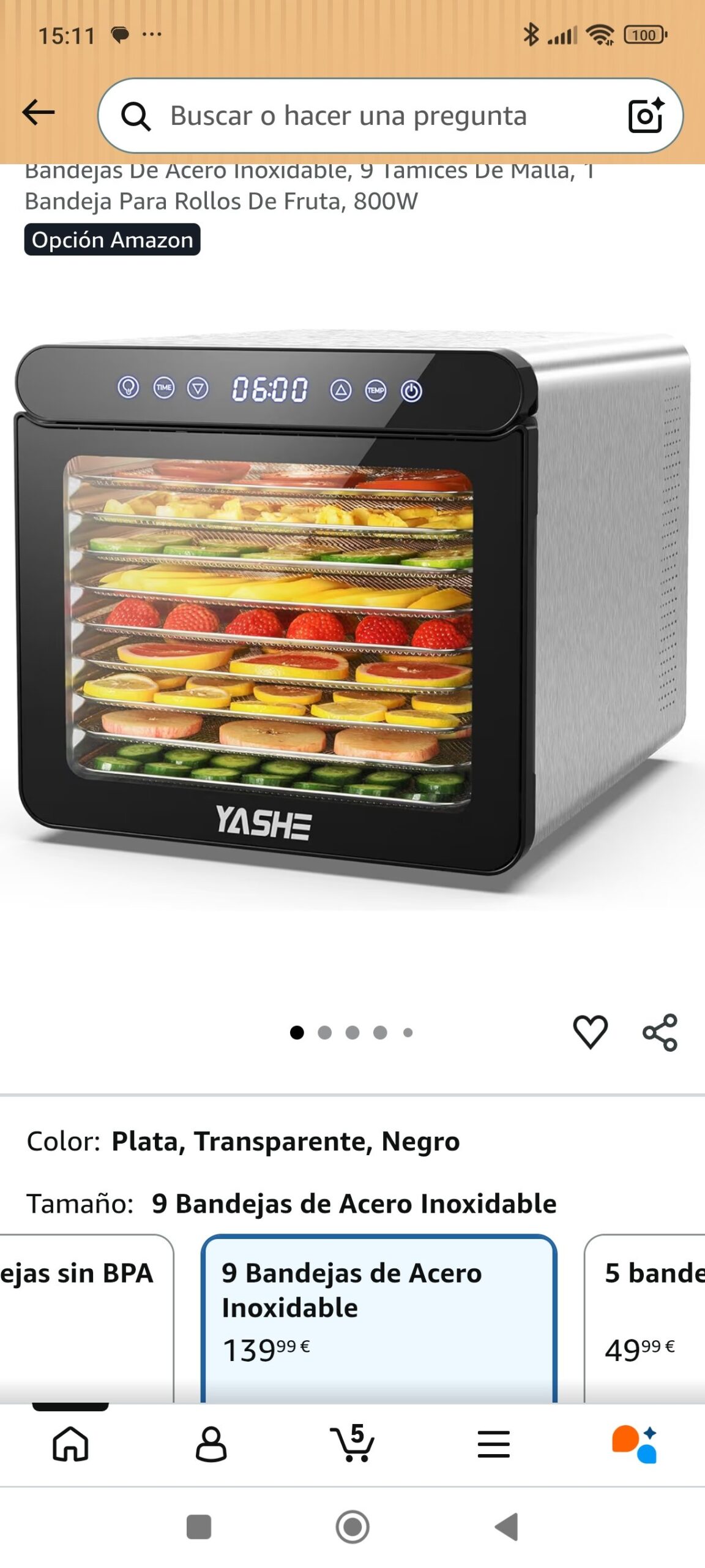 YASHE Deshidratador De Alimentos Con Pantalla LED: imagen 1