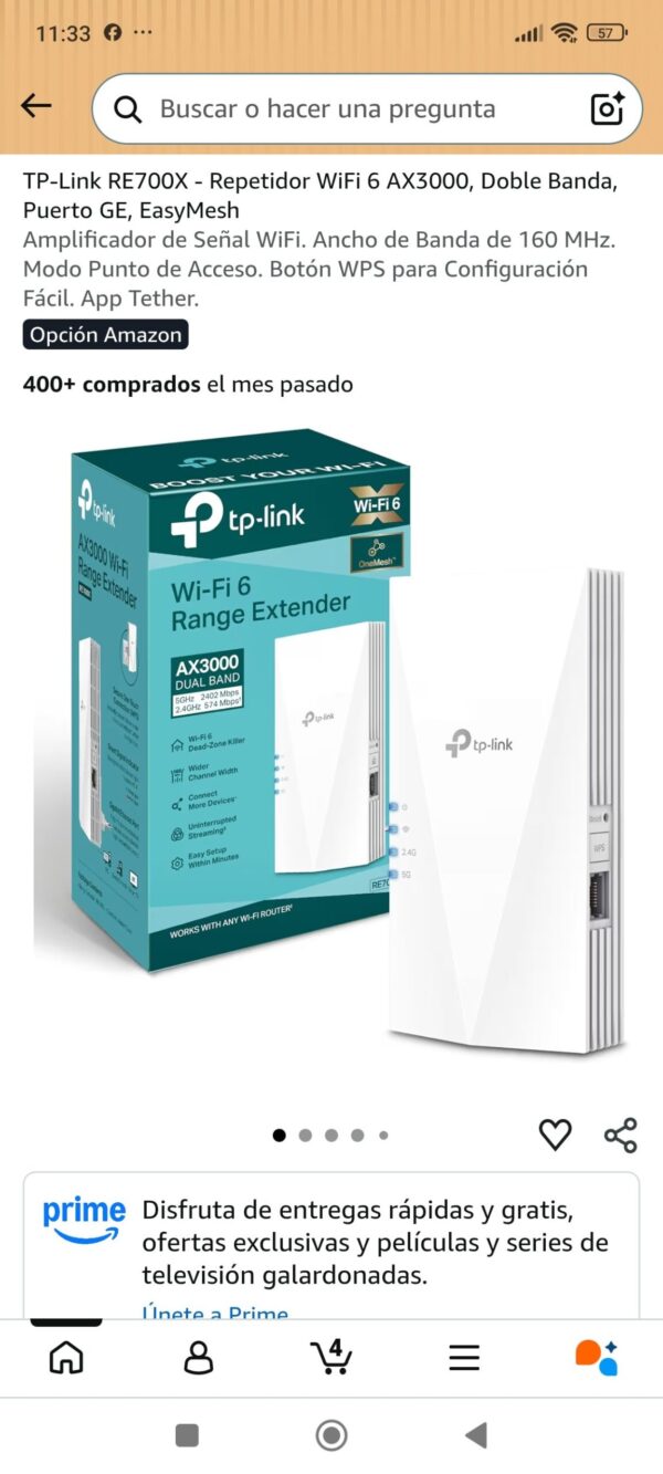 TP-Link RE700X - Repetidor WiFi 6 AX3000, Doble Banda, Puerto GE, EasyMesh | Amplificador de Señal WiFi