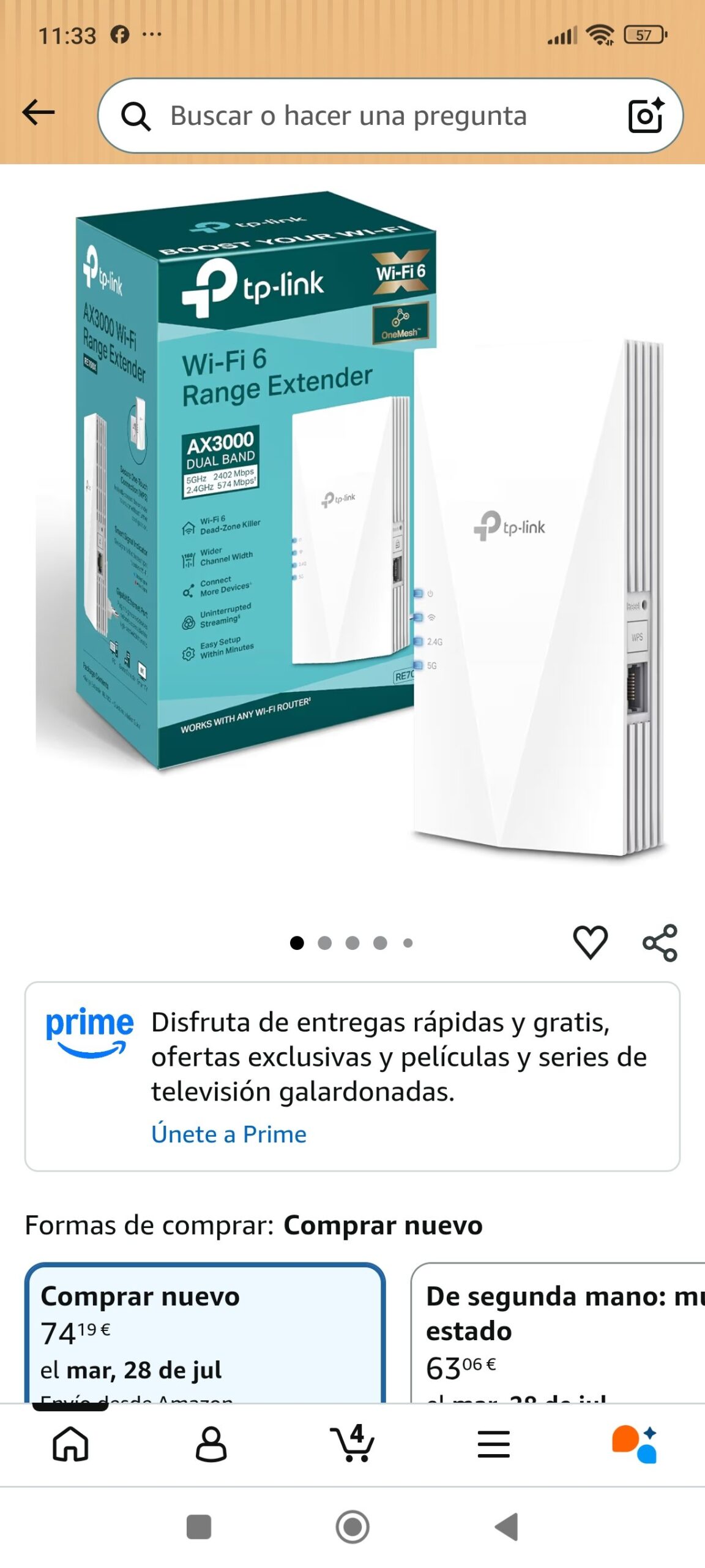 TP-Link RE700X - Repetidor WiFi 6 AX3000, Doble Banda, Puerto GE, EasyMesh | Amplificador de Señal WiFi: imagen 2