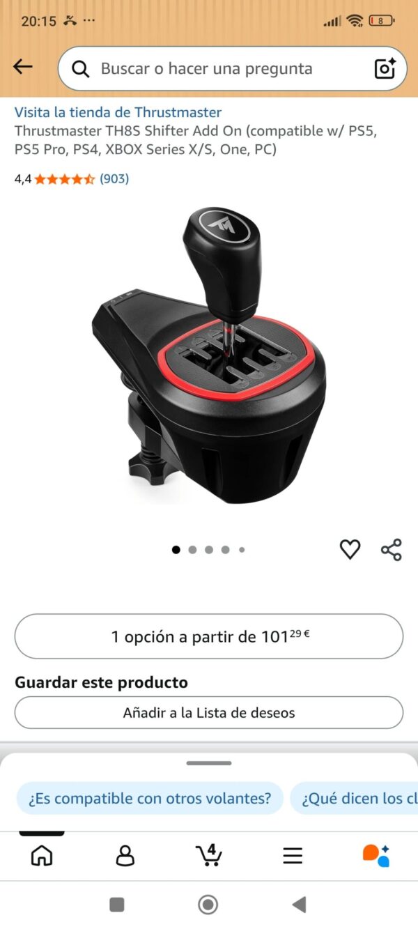 Thrustmaster TH8S Shifter Add-On - Palanca de 8 Marchas - PS5, XBOX y PC | Patrón "H"