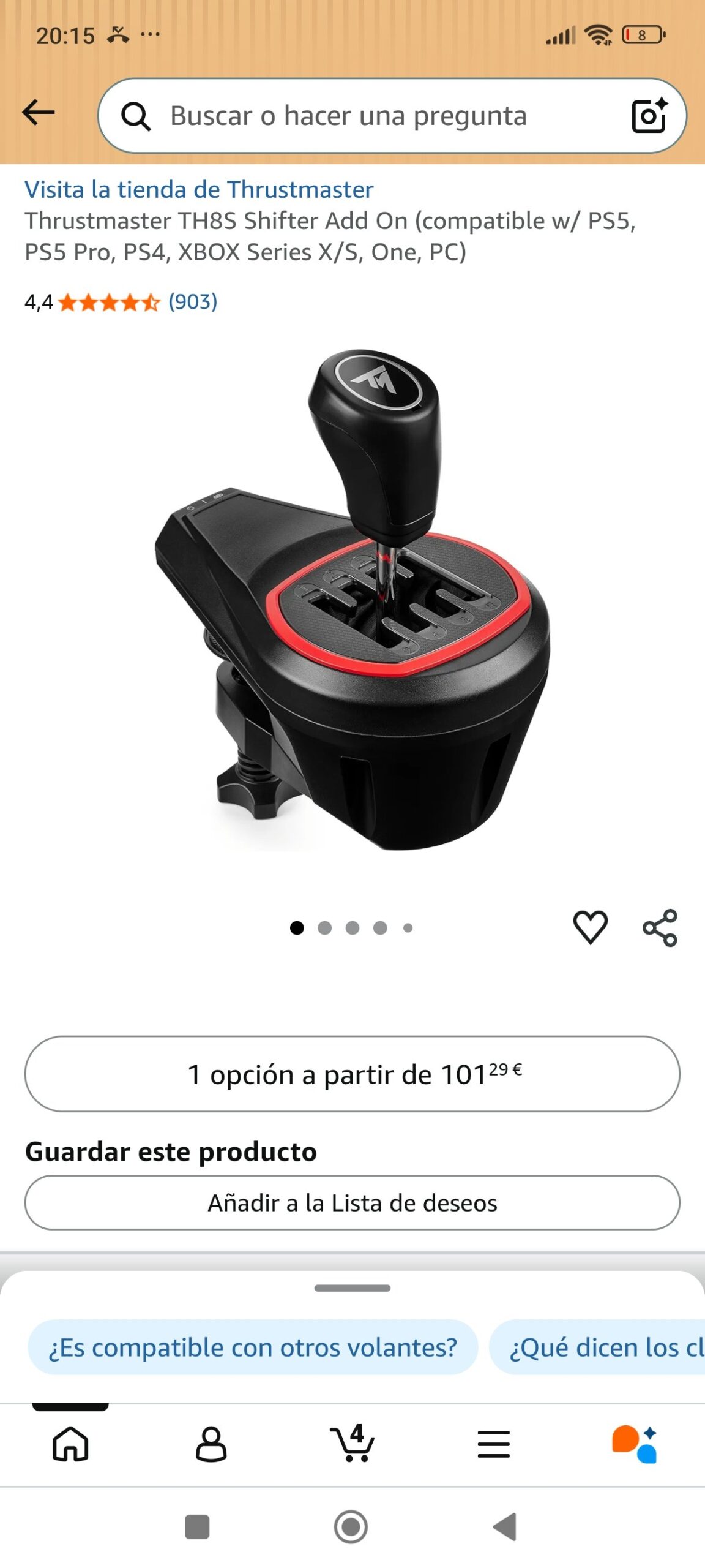 Thrustmaster TH8S Shifter Add-On - Palanca de 8 Marchas - PS5, XBOX y PC | Patrón "H": imagen 1