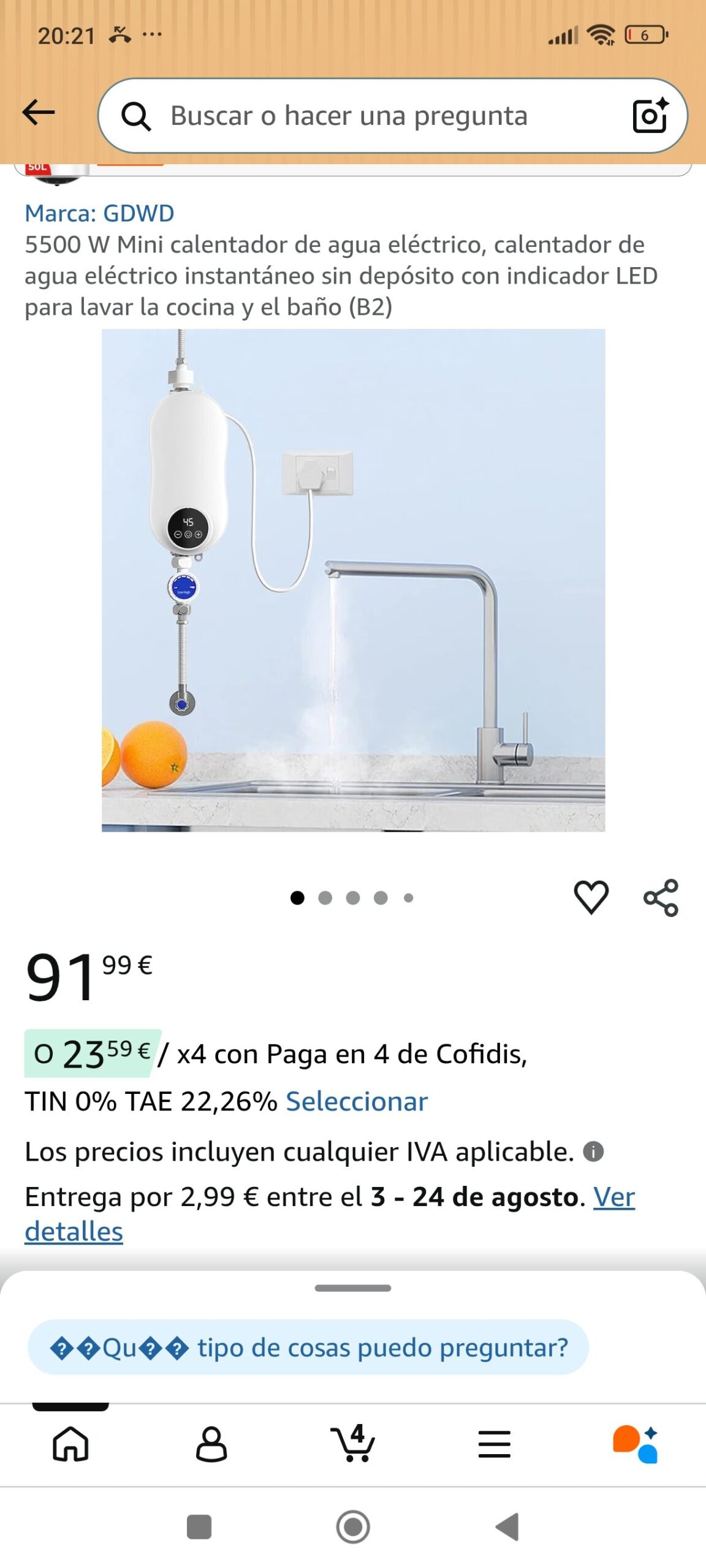 GDWD Mini calentador de agua eléctrico 5500 W: imagen 1
