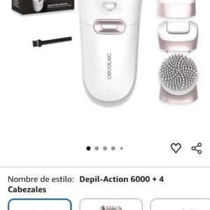 Depiladora eléctrica inalámbrica Cecotec SkinCare Depil-Action 6000 4in1 con 4 cabezales y luz LED – Blanca: imagen 3