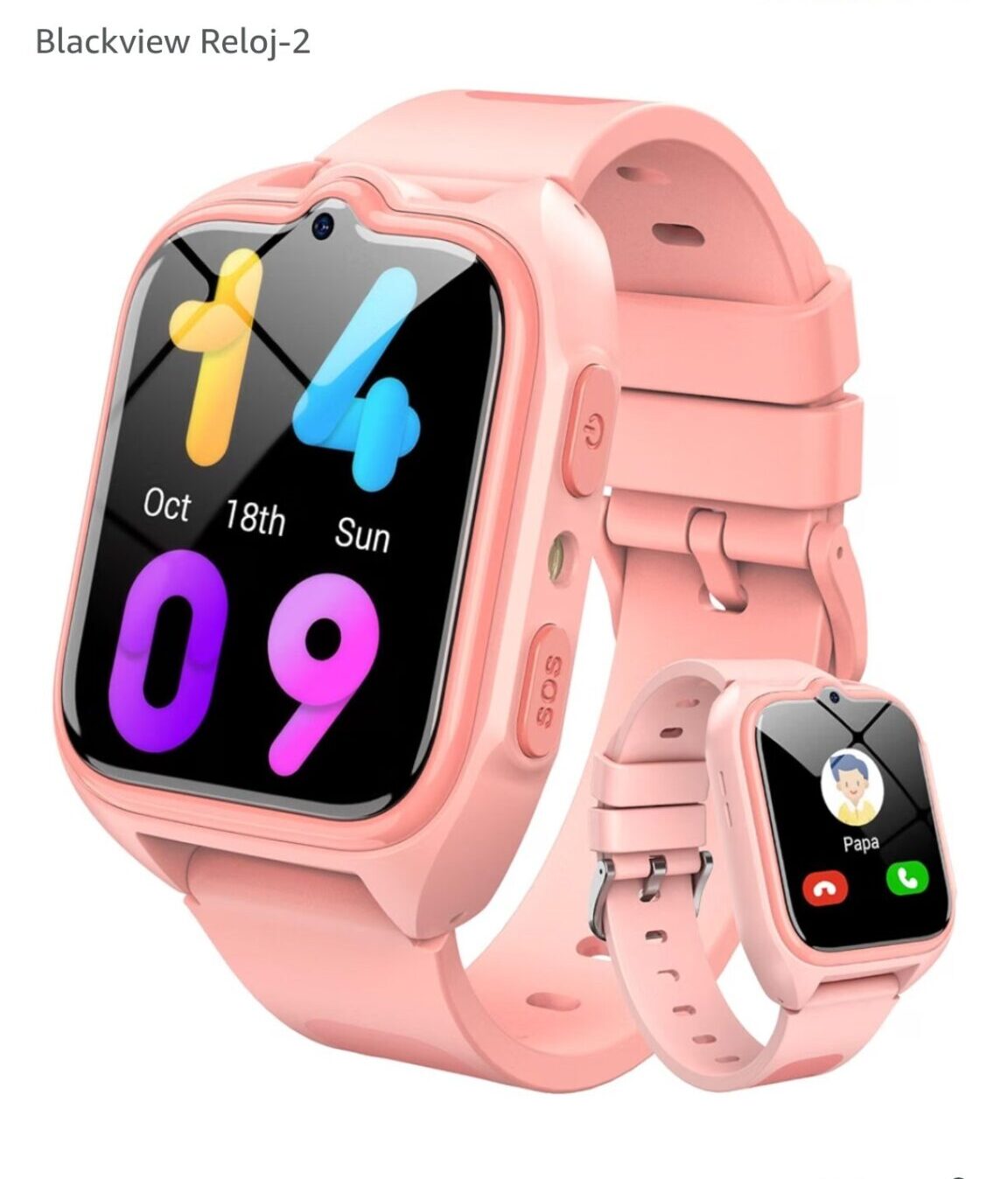 Reloj inteligente infantil Blackview 4G con GPS, videollamadas y botón SOS – Rosa: imagen 1