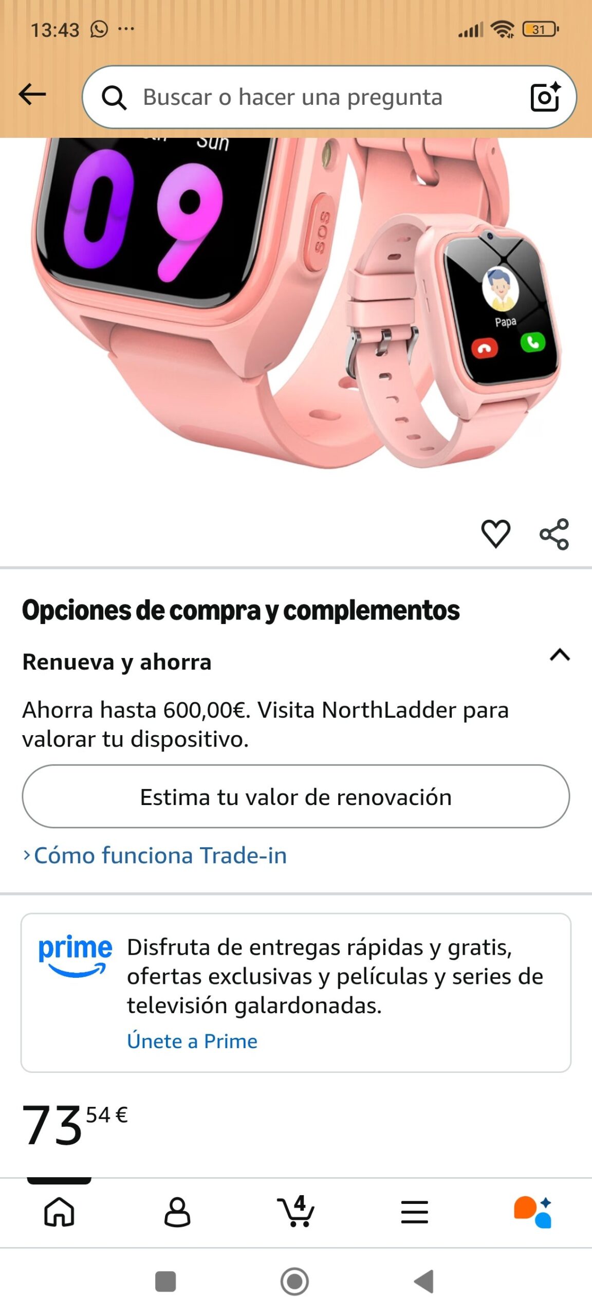 Reloj inteligente infantil Blackview 4G con GPS, videollamadas y botón SOS – Rosa: imagen 2