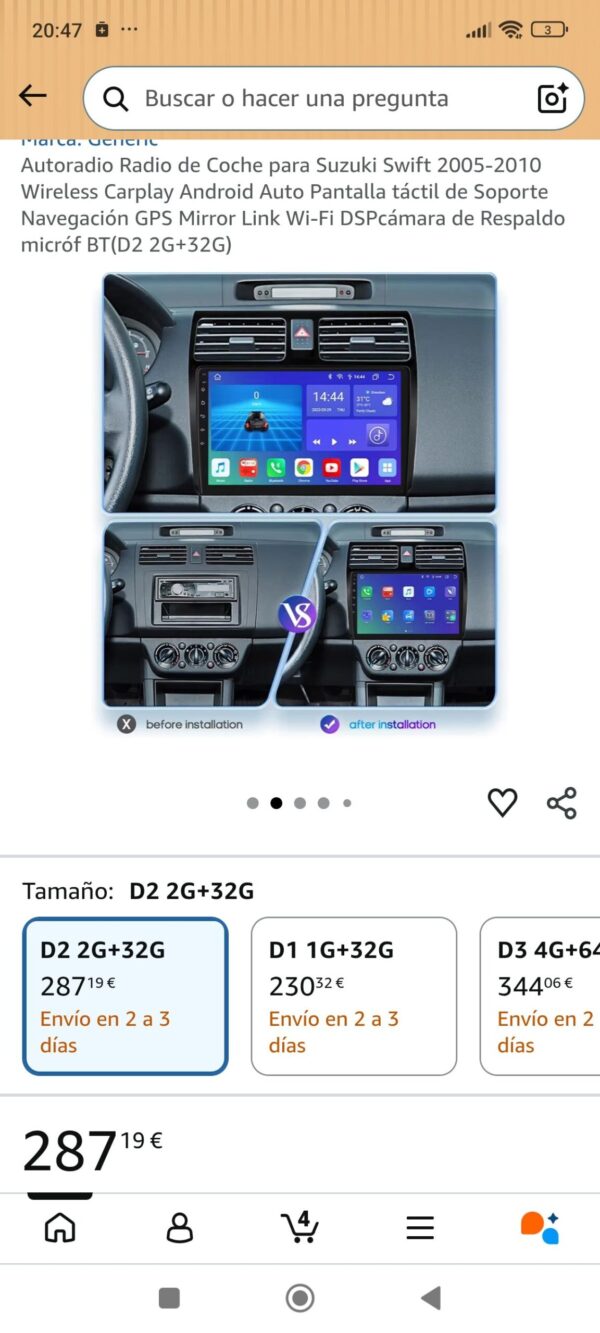 Pantalla táctil android para coche