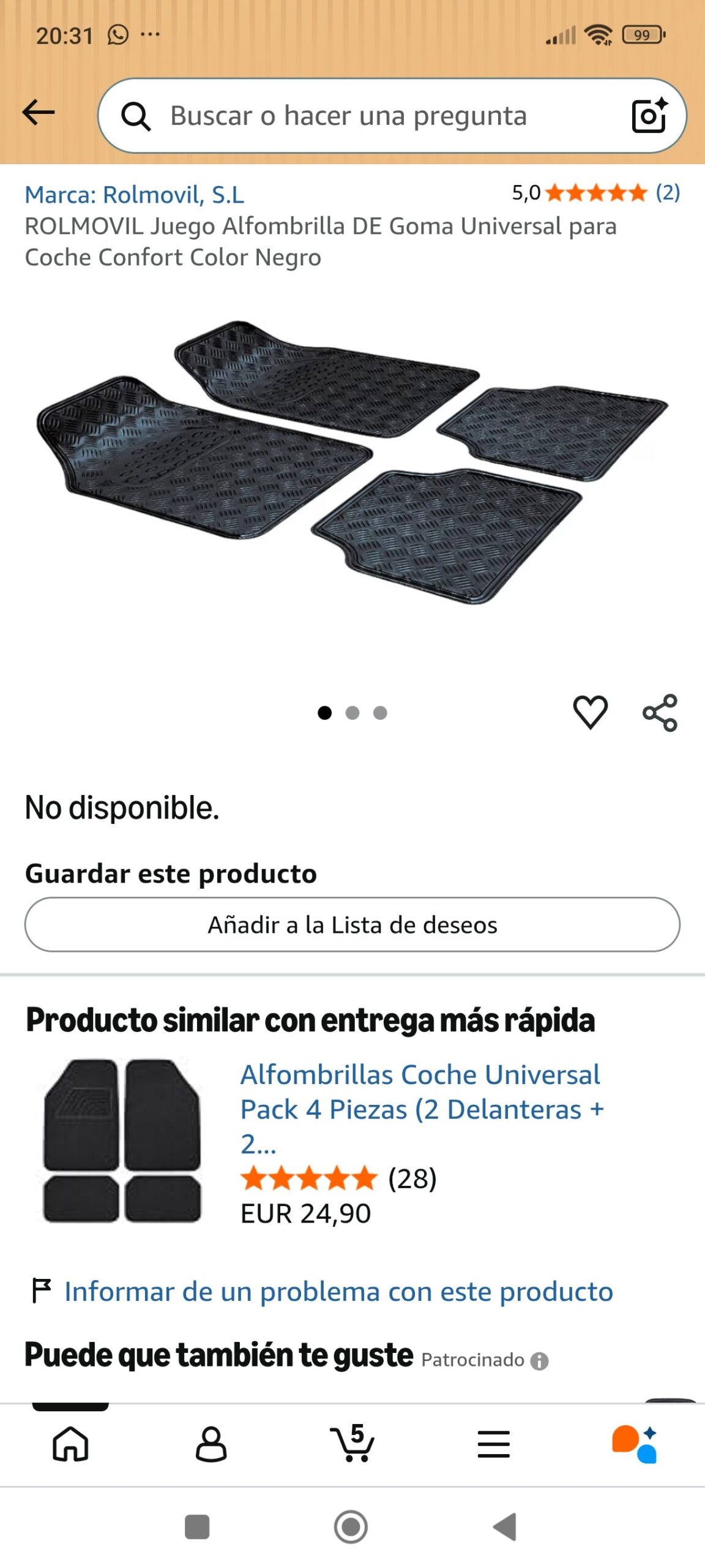 juego alfombrilla de plástico universal para coche: imagen 1