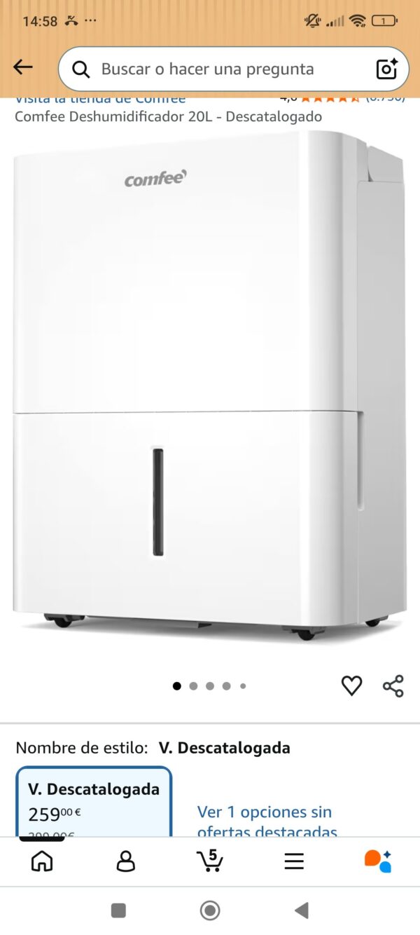 deshumidificador comfee 20l