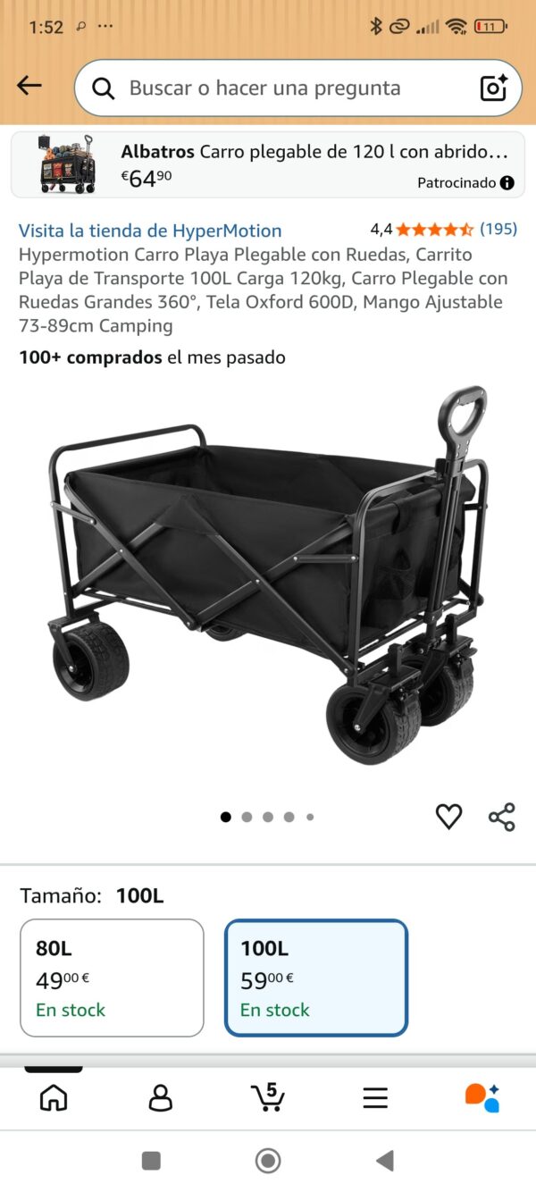 carro plegable de playa