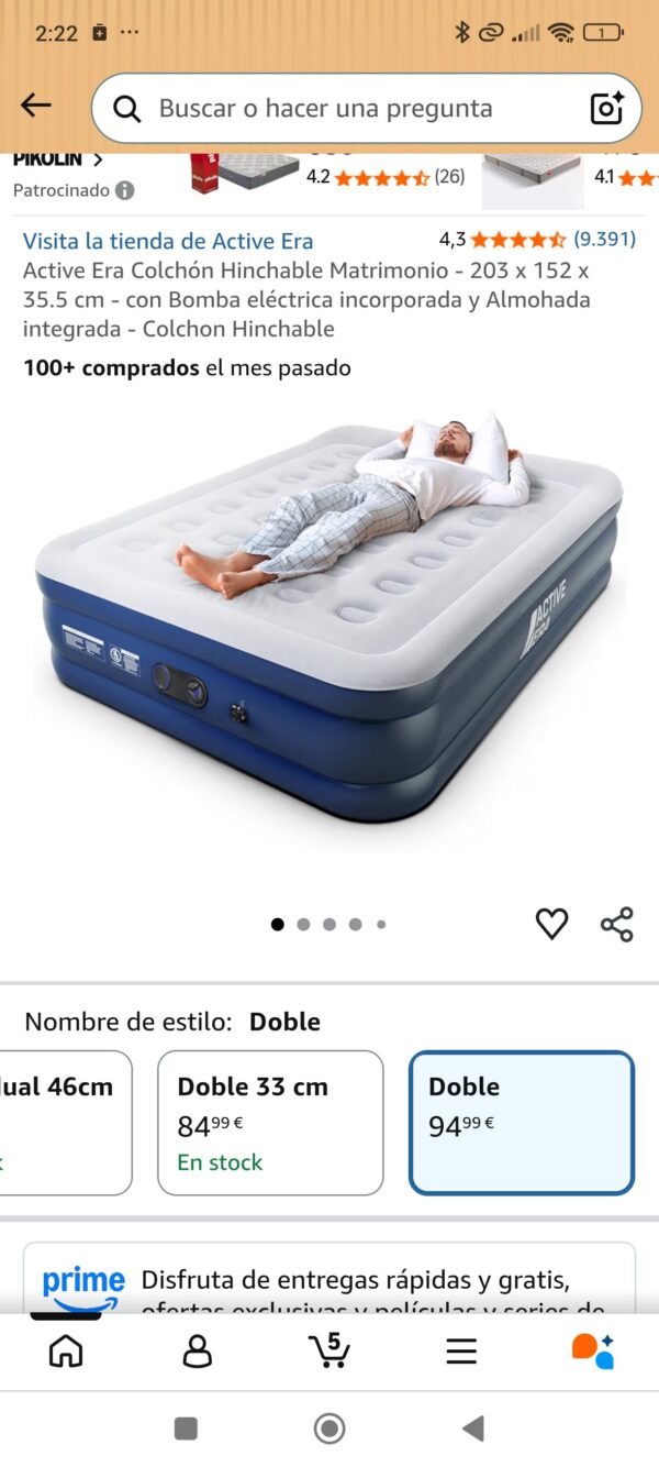 colchón hinchable de matrimonio