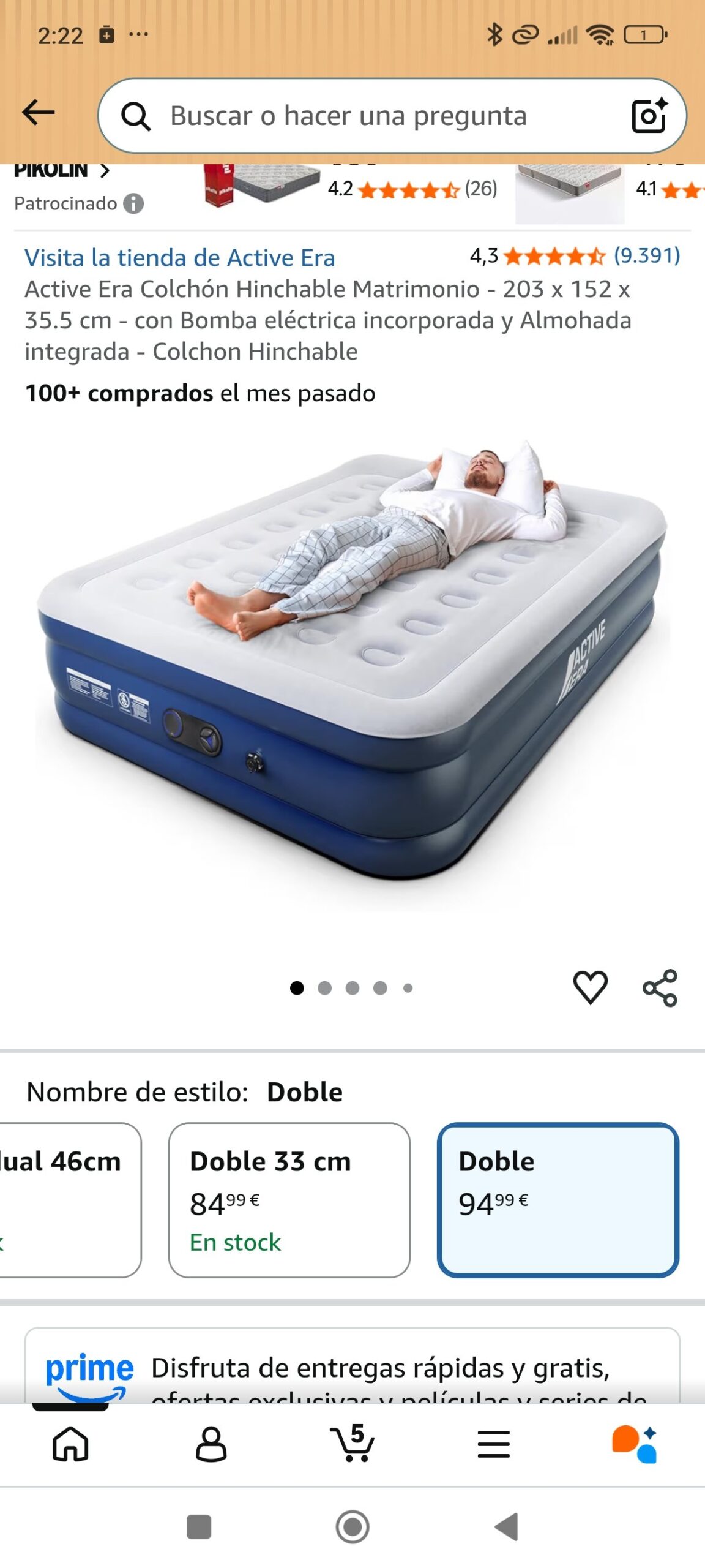 colchón hinchable de matrimonio: imagen 1