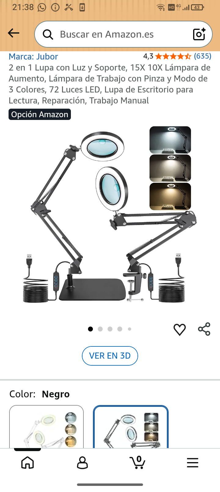 2 en 1 lupa con luz y soporte
