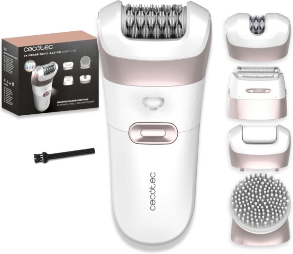 Depiladora eléctrica inalámbrica Cecotec SkinCare Depil-Action 6000 4in1 con 4 cabezales y luz LED – Blanca
