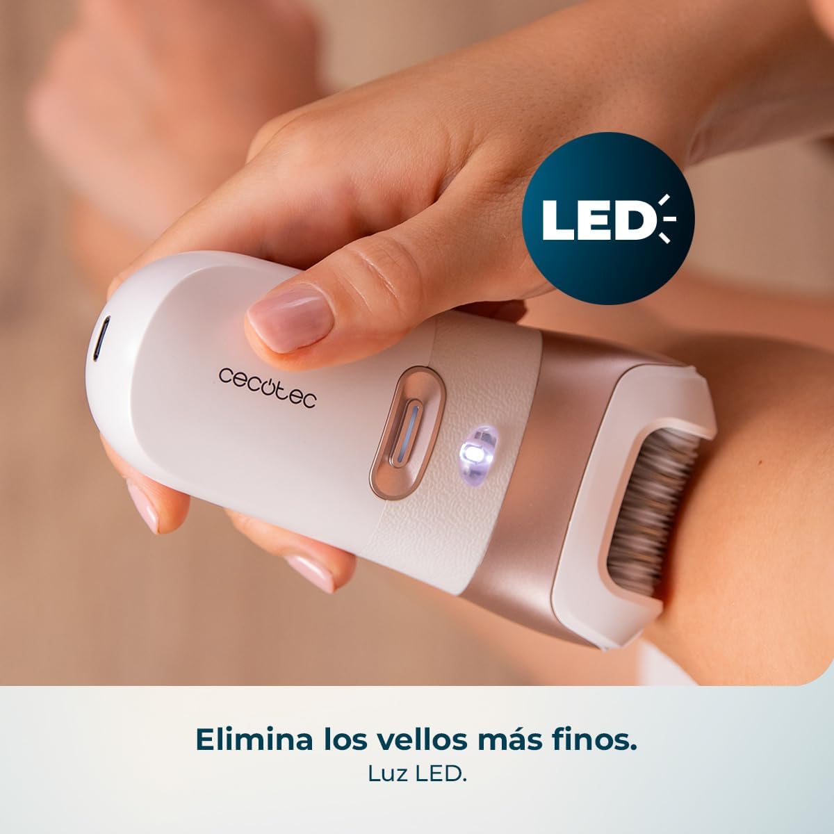 Depiladora eléctrica inalámbrica Cecotec SkinCare Depil-Action 6000 4in1 con 4 cabezales y luz LED – Blanca: imagen 5