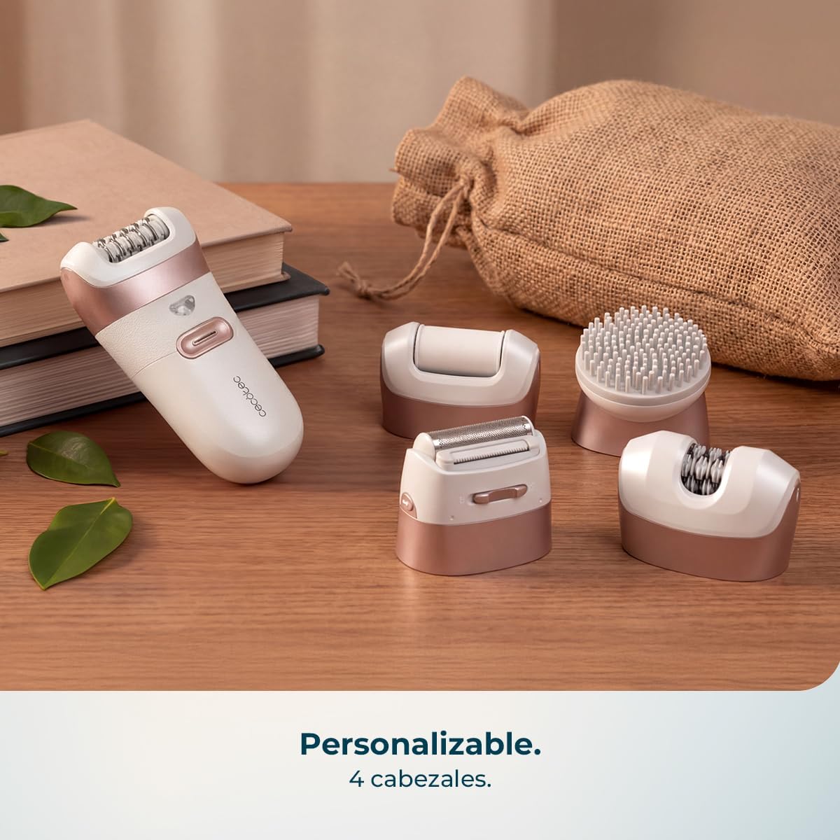 Depiladora eléctrica inalámbrica Cecotec SkinCare Depil-Action 6000 4in1 con 4 cabezales y luz LED – Blanca: imagen 6