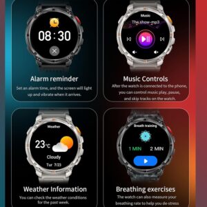 Smartwatch MYSHUN 1,7″ con llamadas Bluetooth, 123 modos deportivos y 3 correas – Negro: imagen 8