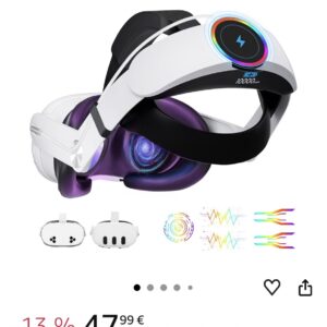 GEEKERA Headstrap Compatible con Meta-Quest 3/3S, 10000mAh Batería