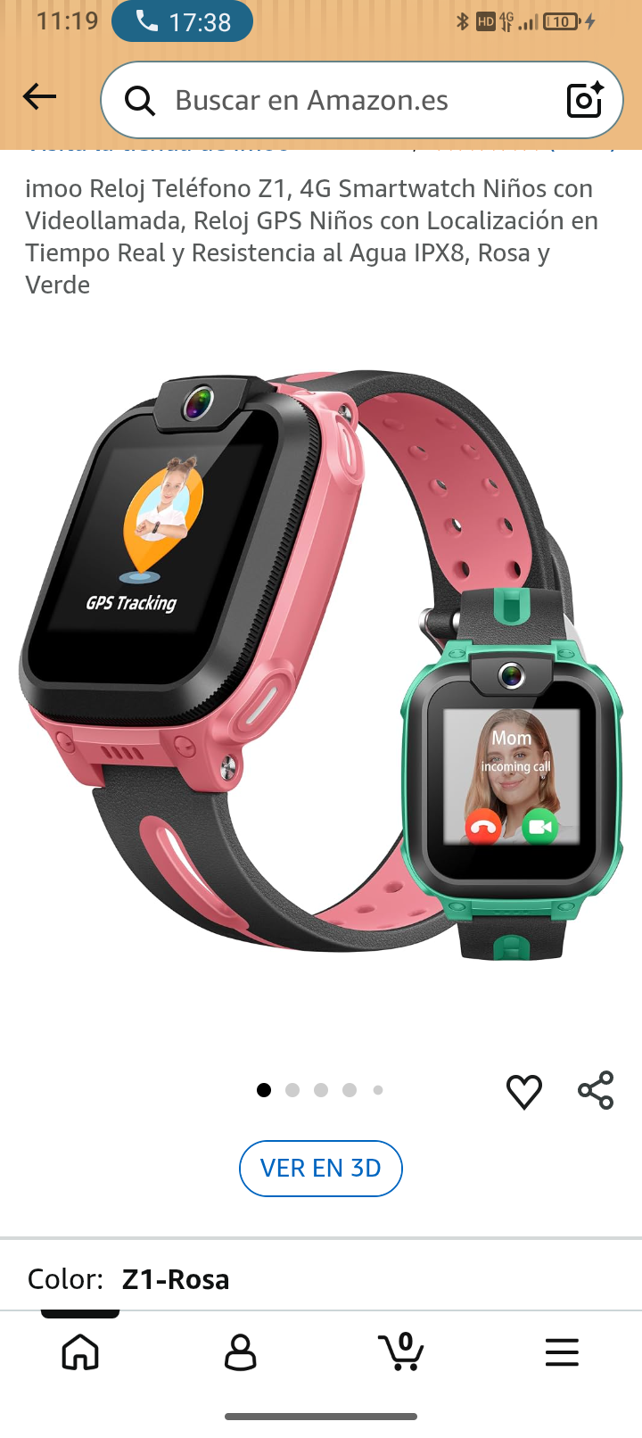 reloj inteligente para niña rosa