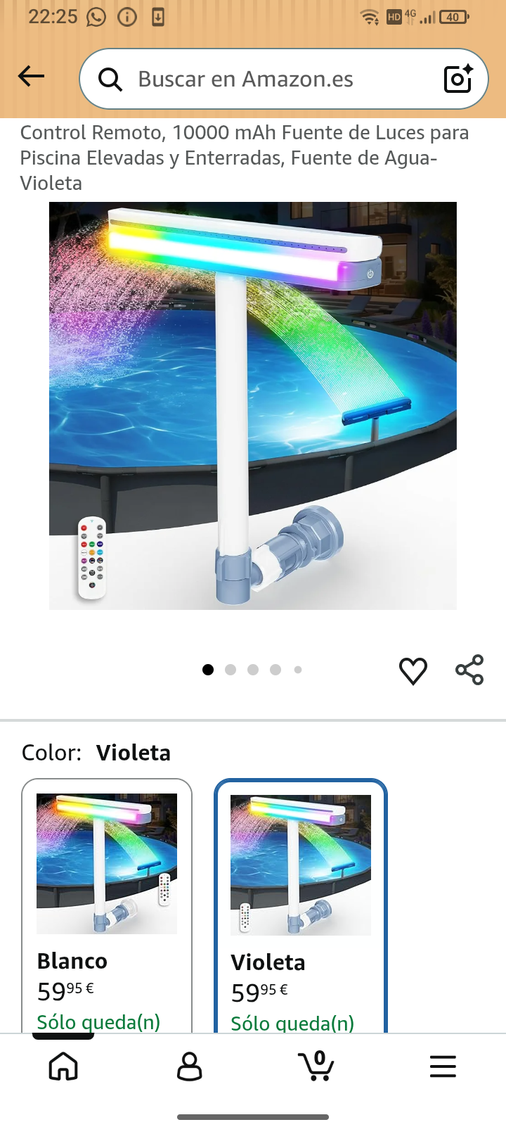 fuente de piscina con colores