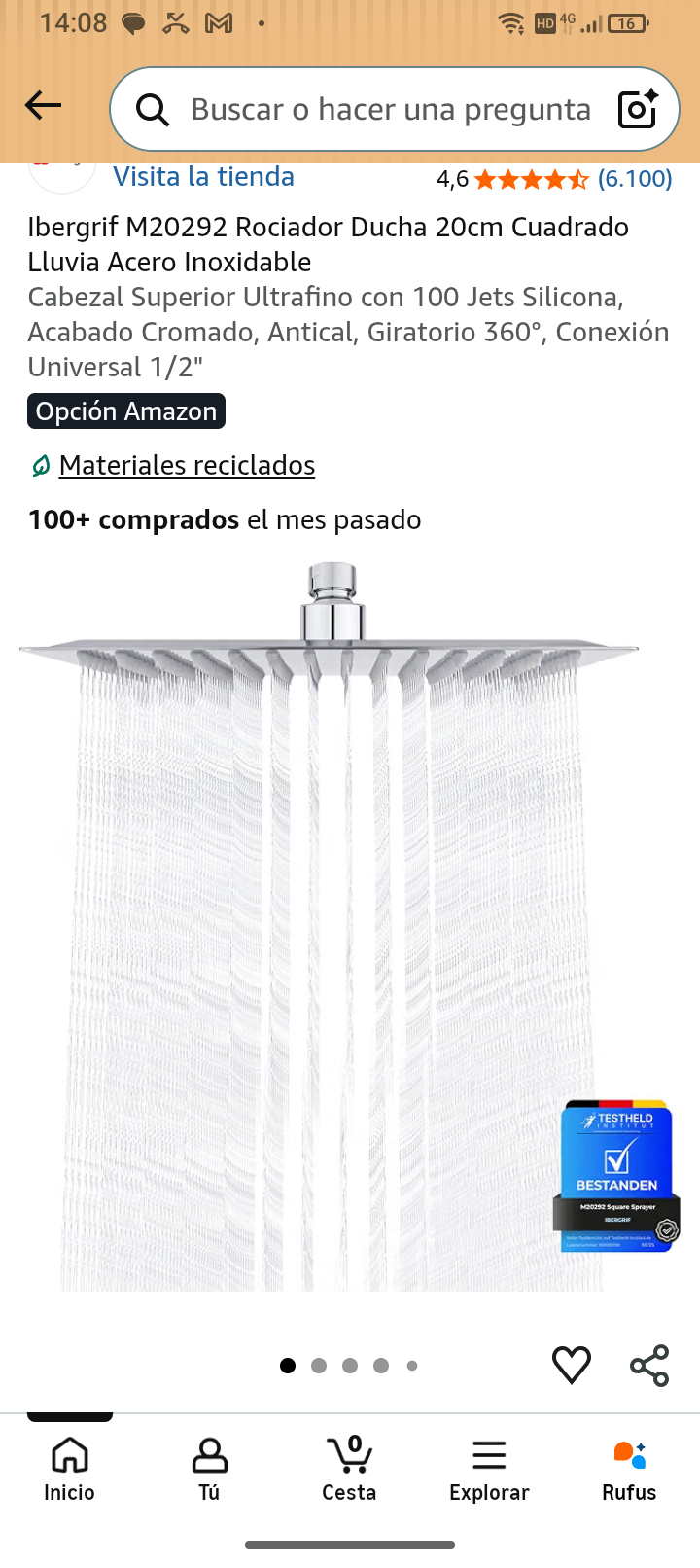 ducha de 20cm cuadrada - Imagen 2
