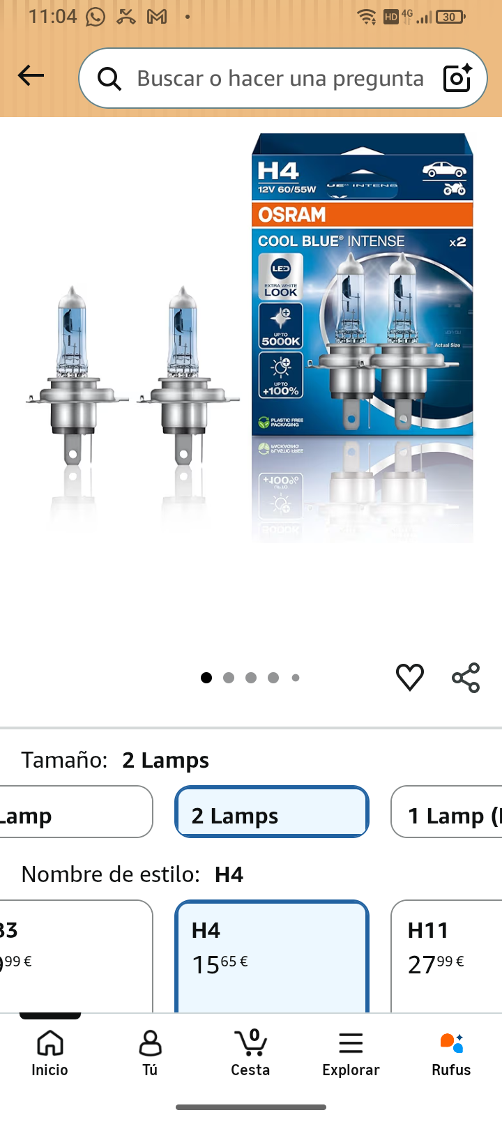 lampara de faro alogena h4