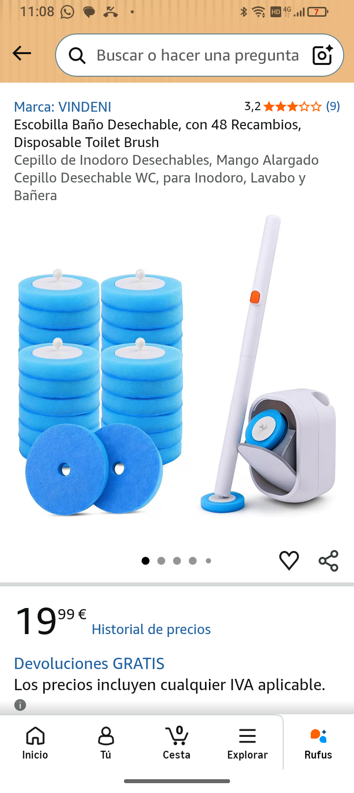 escobilla baño desechables